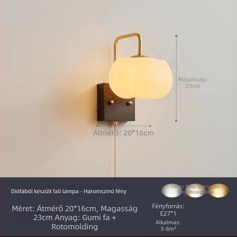 Diószínű modern LED falikar, új kínai stílus, hálószoba vagy dolgozószoba számára, kínai ihletésű dizájn