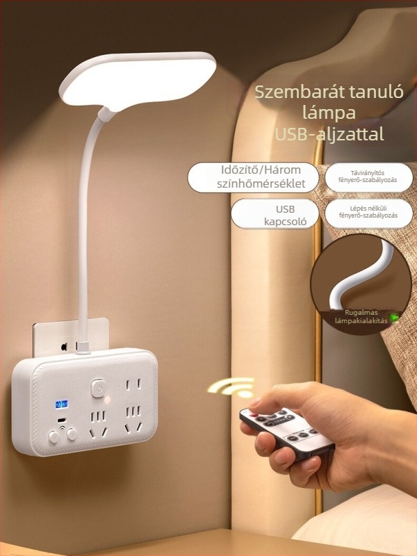 USB-tápellátású éjszakai fény éjjeliszekrényre és asztalra, üveg árnyékolóval