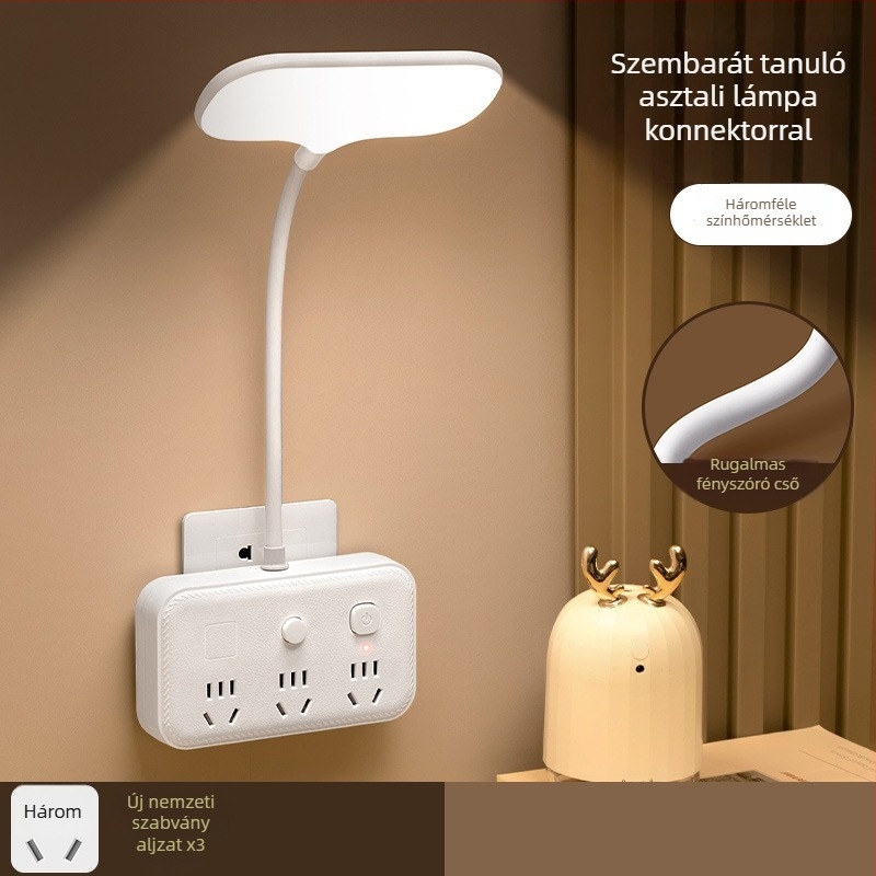 USB-tápellátású éjszakai fény éjjeliszekrényre és asztalra, üveg árnyékolóval