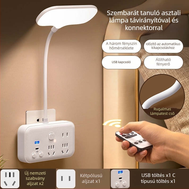 USB-tápellátású éjszakai fény éjjeliszekrényre és asztalra, üveg árnyékolóval