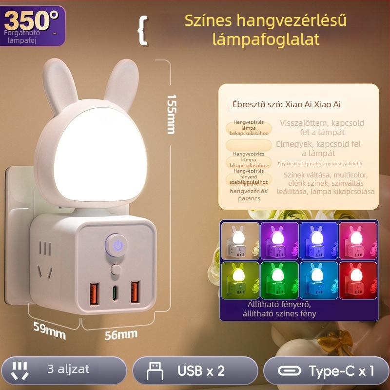 USB-tápellátású éjszakai fény éjjeliszekrényre és asztalra, üveg árnyékolóval