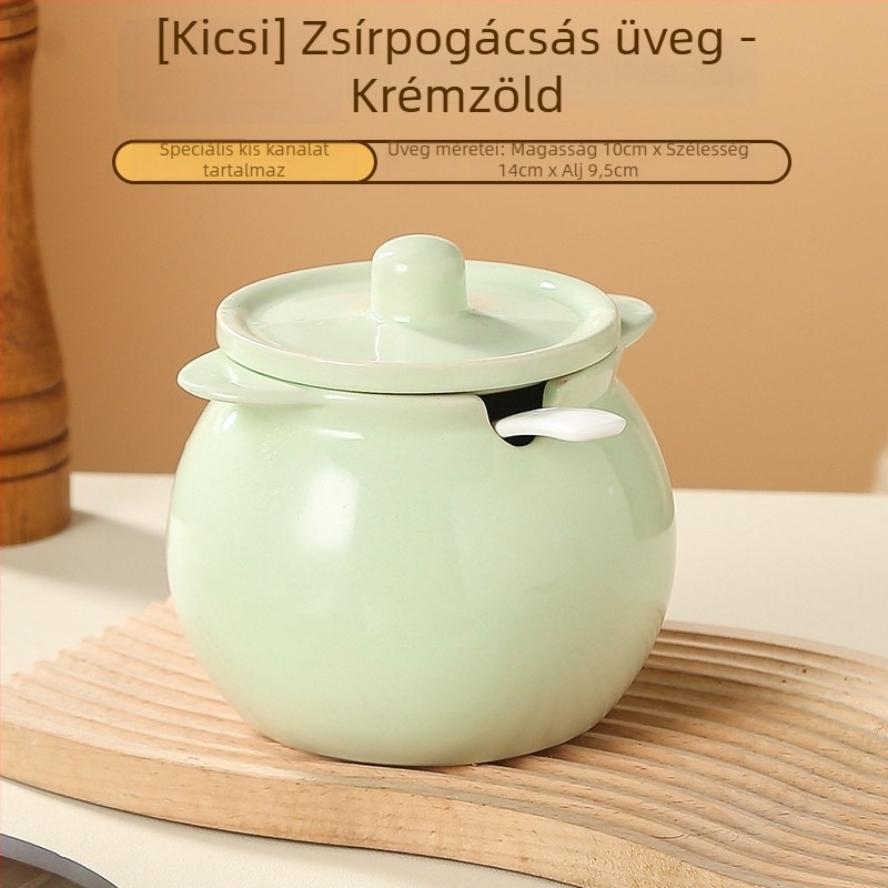 Háztartási kerámia zsír- és fűszertartály szűrővel, hőálló, nagy kapacitású olaj- és chiliolajtartály