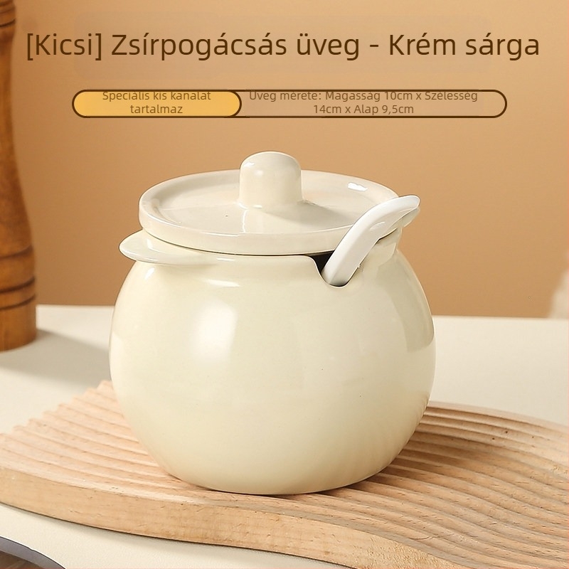 Háztartási kerámia zsír- és fűszertartály szűrővel, hőálló, nagy kapacitású olaj- és chiliolajtartály