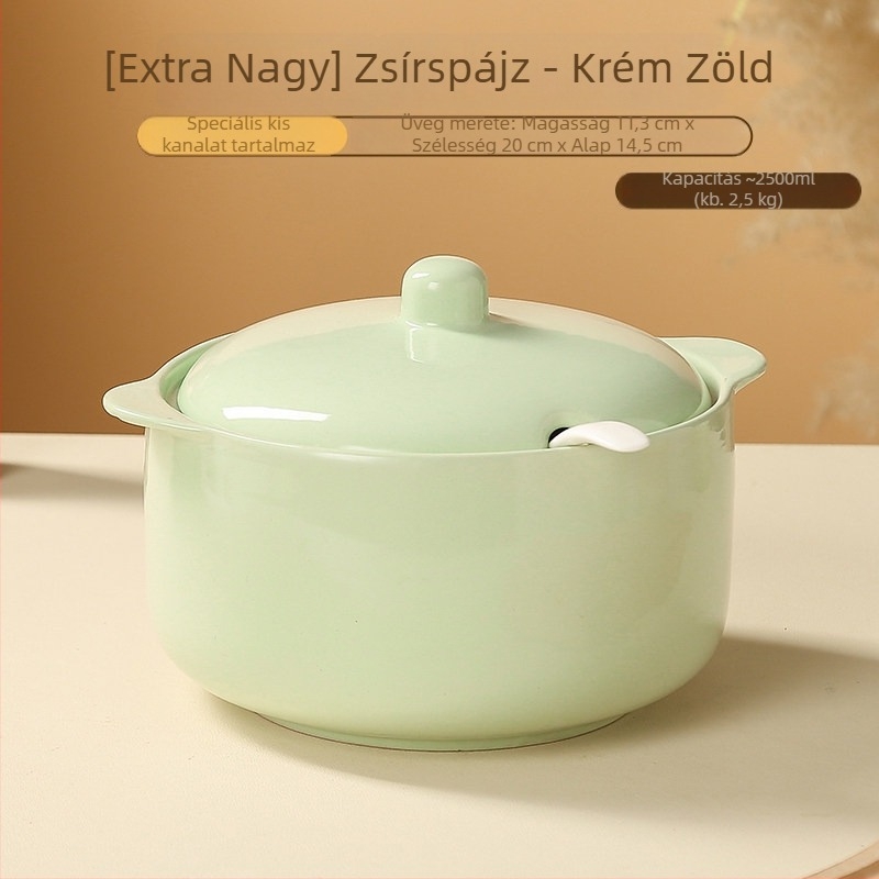Háztartási kerámia zsír- és fűszertartály szűrővel, hőálló, nagy kapacitású olaj- és chiliolajtartály