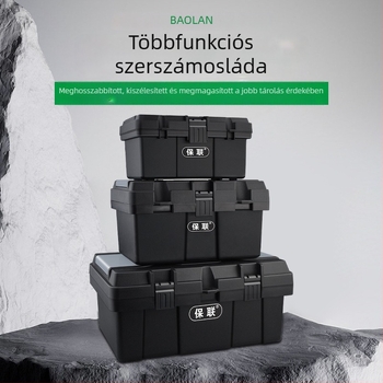 Ipari méretű, nagy műanyag szerszámtároló, hordozható, autóba szerelhető, többfunkciós otthoni karbantartáshoz és elektromos javításokhoz