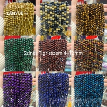 Színes tigriszem gömbölyű gyöngyök, 4 mm, DIY ékszerkészítéshez