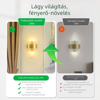 Fali lámpa kristály árnyékolóval, modern minimalista stílus, ideális a lépcsőházhoz és a nappali hátfalához, francia elegancia, modell 485L
