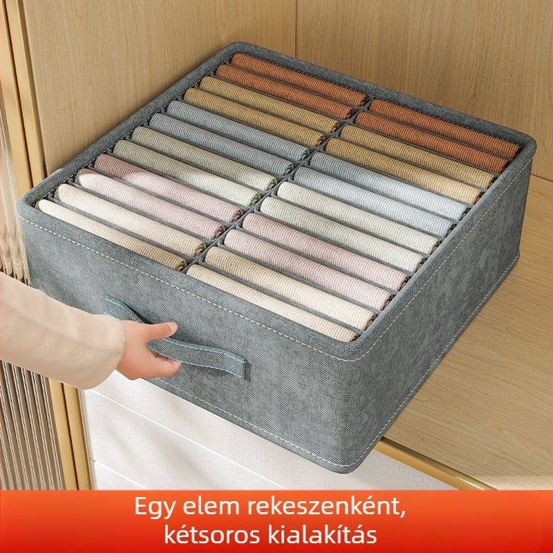 Nedvességálló textilből készült fehérnemű és ruházat tároló doboz a gardróbba
