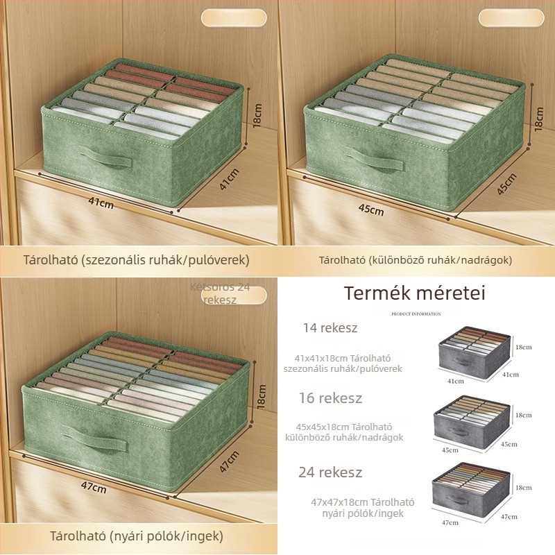 Nedvességálló textilből készült fehérnemű és ruházat tároló doboz a gardróbba