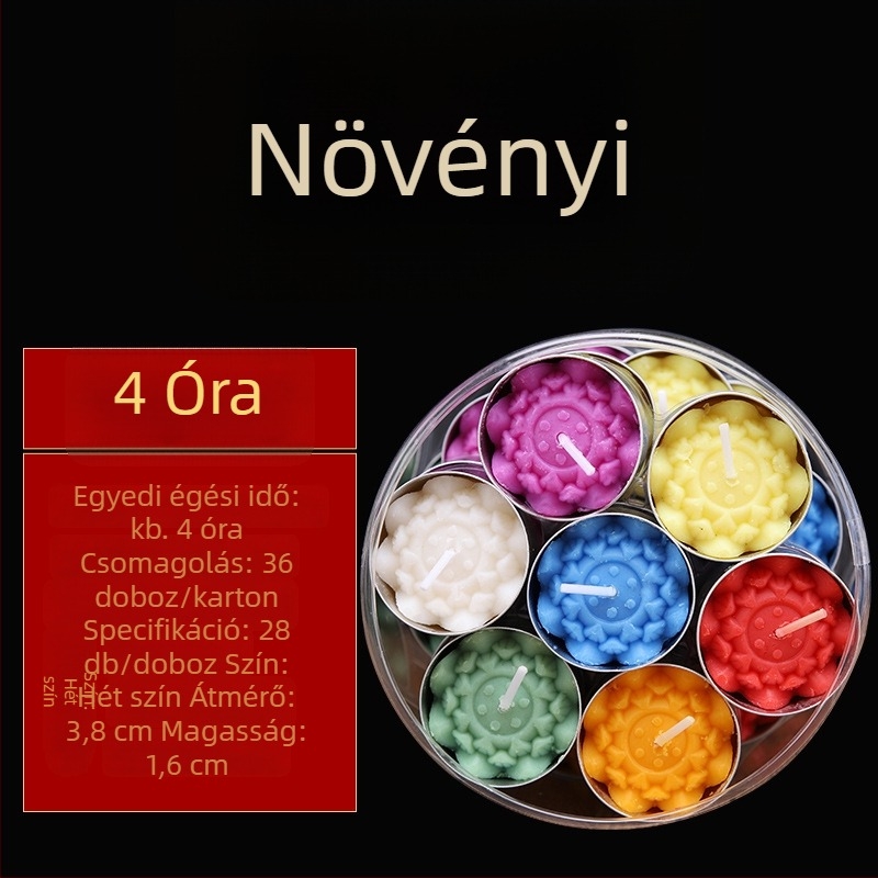 Növényi ghee gyertya gyöngyök, 28 darab, színes, 4 órás égési idő