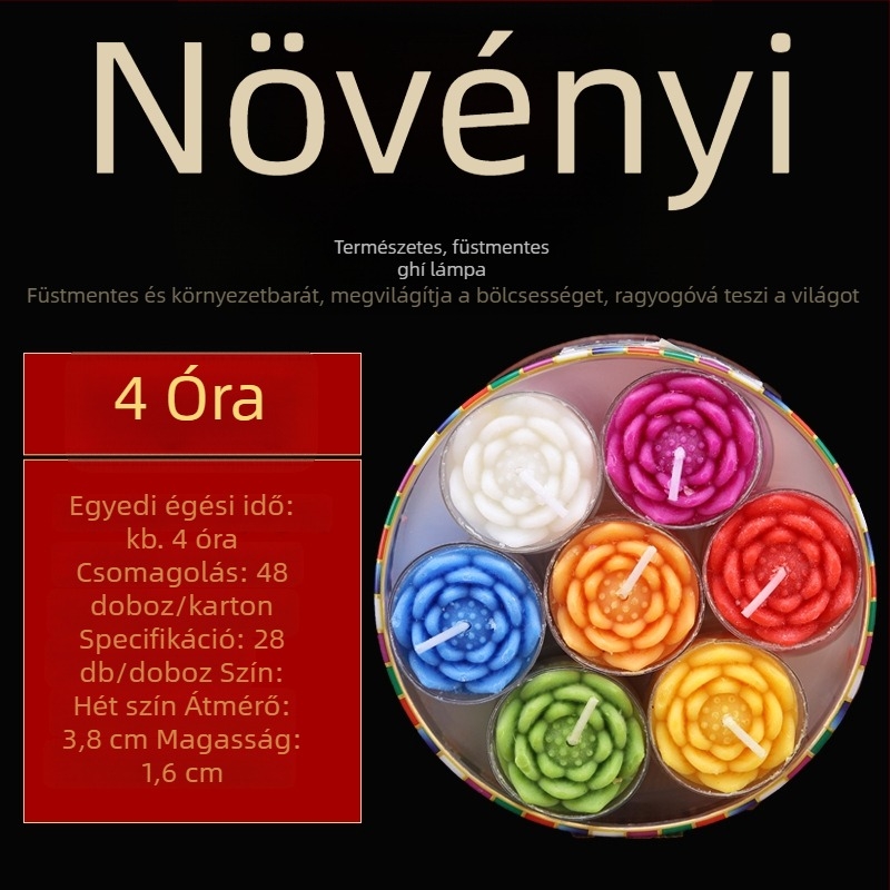 Növényi ghee gyertya gyöngyök, 28 darab, színes, 4 órás égési idő