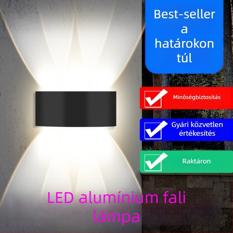 Kétszárnyú kültéri LED falikar, nedvességálló, kerthez, udvarhoz, folyosóhoz és bejárathoz, falra szerelhető, energiatakarékos világítás