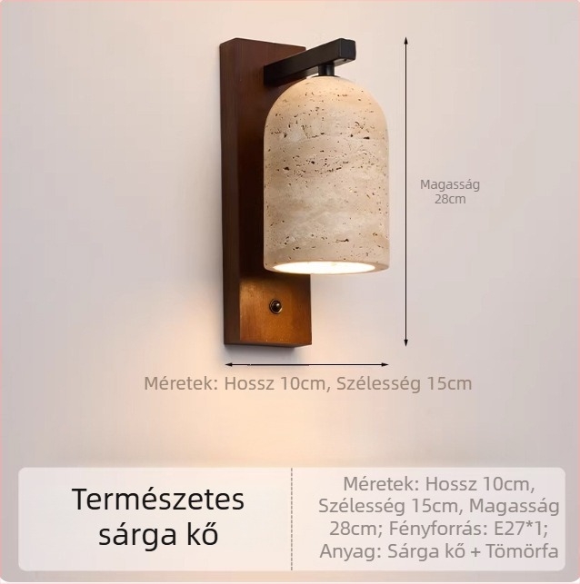 Vintage falikar sárga kőből készült, wabi-sabi stílusú; ideális vendégház és étterem számára, hangulatos világítás a folyosóhoz és a lépcsőhöz.