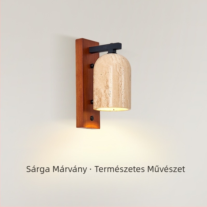 Vintage falikar sárga kőből készült, wabi-sabi stílusú; ideális vendégház és étterem számára, hangulatos világítás a folyosóhoz és a lépcsőhöz.