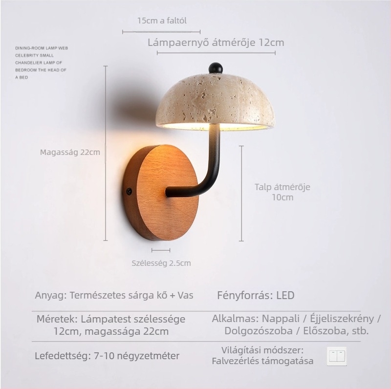 Vintage falikar sárga kőből készült, wabi-sabi stílusú; ideális vendégház és étterem számára, hangulatos világítás a folyosóhoz és a lépcsőhöz.