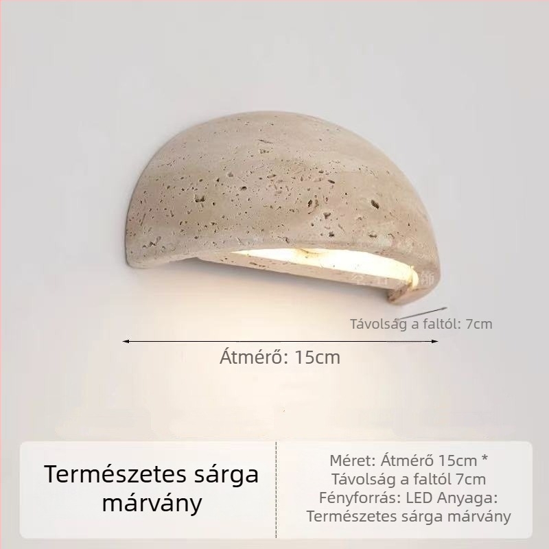 Vintage falikar sárga kőből készült, wabi-sabi stílusú; ideális vendégház és étterem számára, hangulatos világítás a folyosóhoz és a lépcsőhöz.