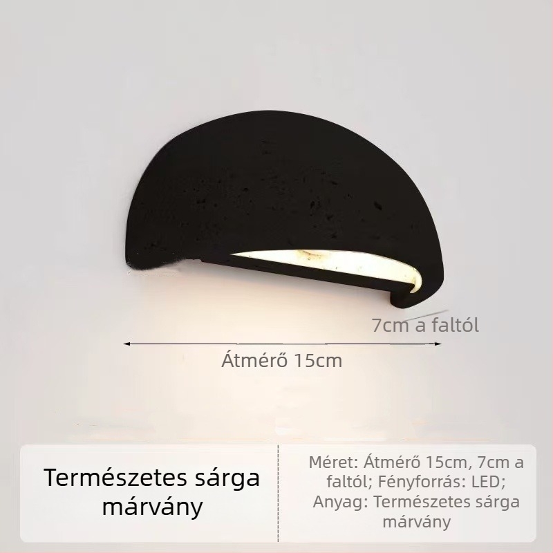 Vintage falikar sárga kőből készült, wabi-sabi stílusú; ideális vendégház és étterem számára, hangulatos világítás a folyosóhoz és a lépcsőhöz.