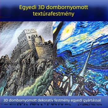 3D-reliefes textúrájú tájkép vászonkép UV-nyomtatással, velúr vászonra, alumínium keretben, falikép modern kínai stílusban