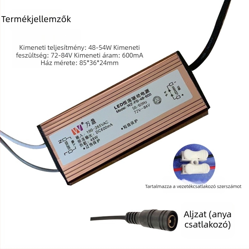 LED meghajtó tápegység, diódás egyenirányítóval és vízálló állandó áramú transzformátorral, panel LED-ekhez — 12/18/28/38/48W