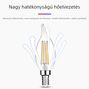 C35 Edison LED szálas izzó, átlátszó üveg, matt gyertyatípusú forma, vintage stílus