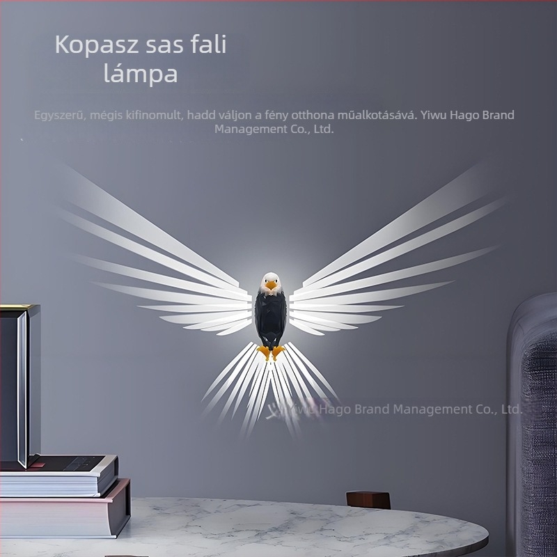 Fehérfejű sas falikar, LED-projektorral, újratölthető éjszakai fény