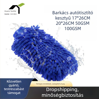 Chenille kétoldalas autómosó kesztyű mikroszálas törlővel a jármű tisztításához