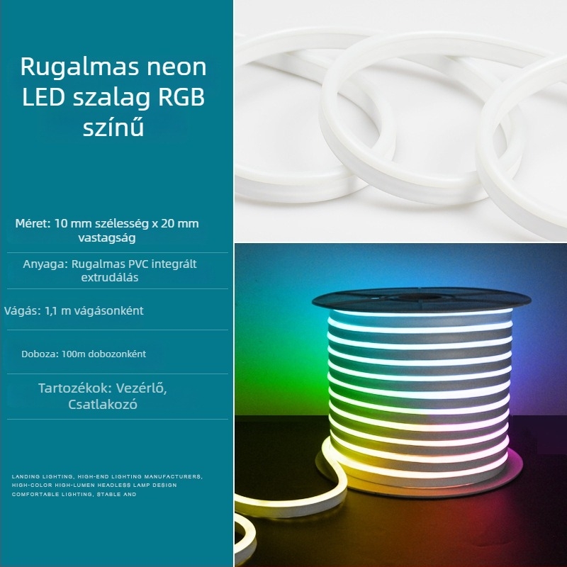 Intelligens Bluetooth-vezérlésű LED-szalag a nappali mennyezetére, neonhatás, hét színű színváltás, kültéri vízálló, 220V