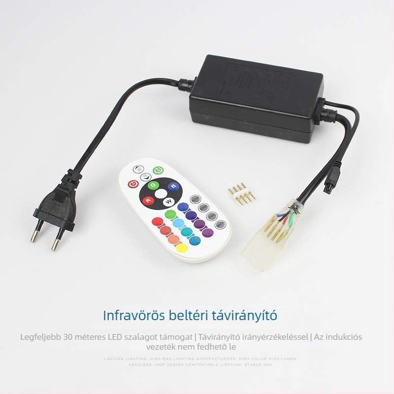 Intelligens Bluetooth-vezérlésű LED-szalag a nappali mennyezetére, neonhatás, hét színű színváltás, kültéri vízálló, 220V