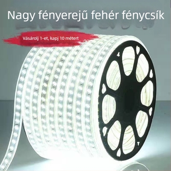 Kültéri vízálló LED-szalag – ultra‑fényes fehér fény, külső fal és alagút világítása, 220V