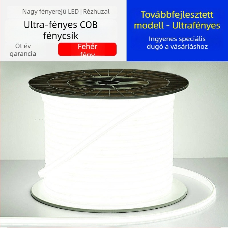 Kültéri vízálló LED-szalag – ultra‑fényes fehér fény, külső fal és alagút világítása, 220V