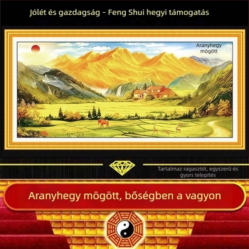 Aranyhegy nappali tájkép dekor festmény, Feng Shui, öntapadós, vízálló falimű, HD minőség