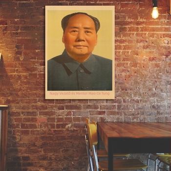 Mao Ce-tung portré falikép – retro nappali dekoráció, Tiananmen jelenet, a Nagy Vezér portréja