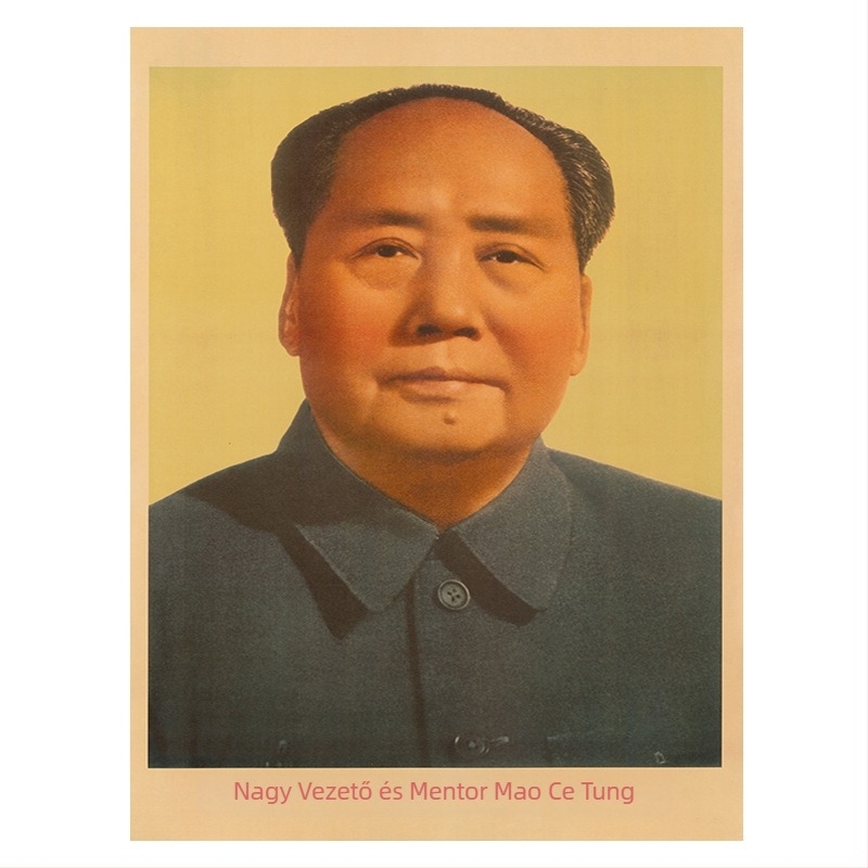 Mao Ce-tung portré falikép – retro nappali dekoráció, Tiananmen jelenet, a Nagy Vezér portréja