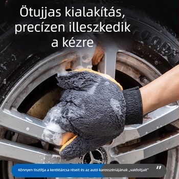 Korall plüss ötujjas autómosó kesztyű, nem hagy nyomokat, por eltávolító tisztító kendő medve mancsa formában