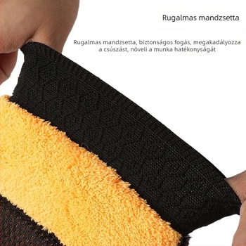 Korall plüss ötujjas autómosó kesztyű, nem hagy nyomokat, por eltávolító tisztító kendő medve mancsa formában