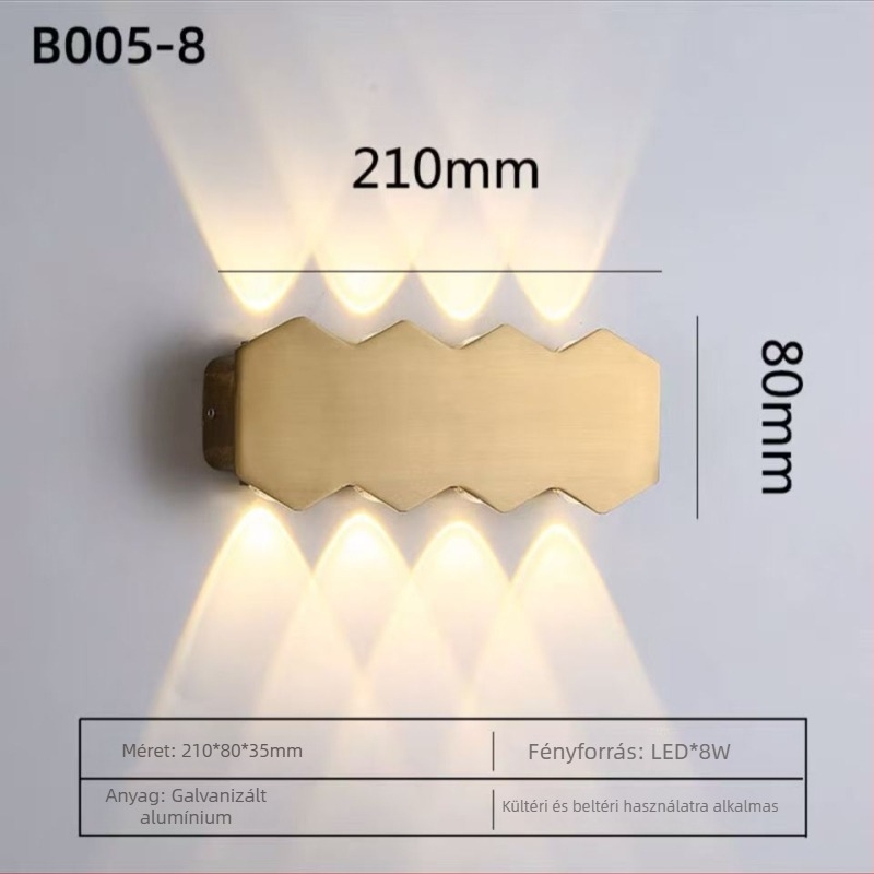 Nordic stílusú LED falikar, falra szerelhető, hálószoba és nappali számára, alumínium test, akril árnyékoló, 8 LED