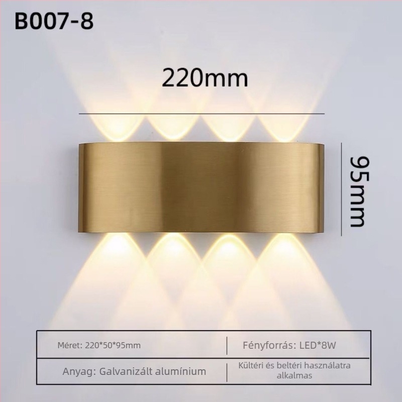 Nordic stílusú LED falikar, falra szerelhető, hálószoba és nappali számára, alumínium test, akril árnyékoló, 8 LED