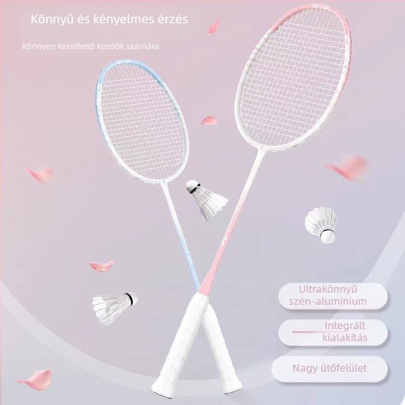 Lányoknak szóló badmintonütő szett – egyéni és páros ütők, nagy rugalmasság, könnyű szén anyag, esztétikus kialakítás