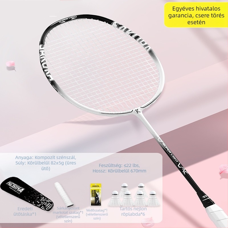 Lányoknak szóló badmintonütő szett – egyéni és páros ütők, nagy rugalmasság, könnyű szén anyag, esztétikus kialakítás