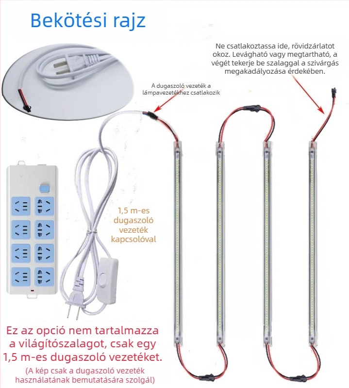 220V LED bútorvilágító szalag, meghajtó nélkül, szekrényekhez, vitrinekhez és polcokhoz; hosszú fénycsík
