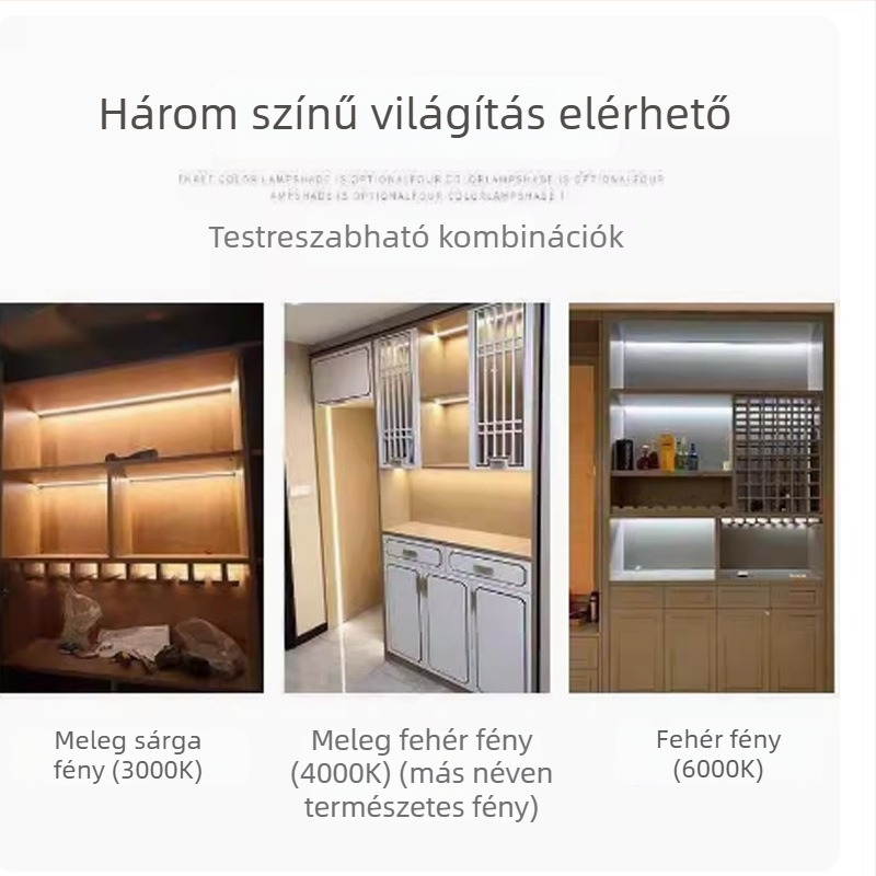 220V LED bútorvilágító szalag, meghajtó nélkül, szekrényekhez, vitrinekhez és polcokhoz; hosszú fénycsík