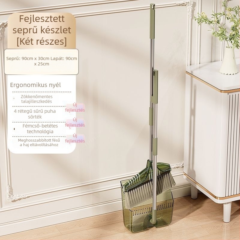 Háztartási seprű és porlapát készlet – porlapát hajra nem tapadó