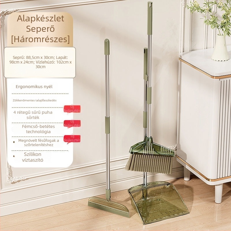 Háztartási seprű és porlapát készlet – porlapát hajra nem tapadó