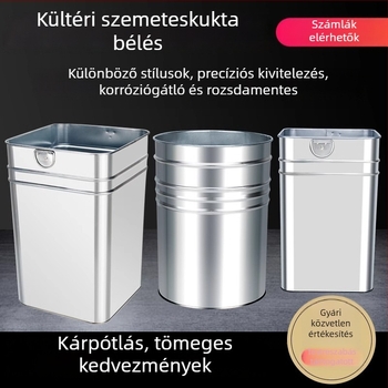 5L-es négyzetes belső vödör szemeteshez – vastagított galvanizált acél bélés, kültéri használatra