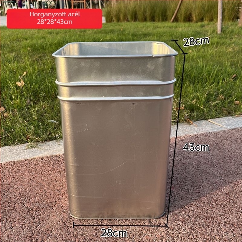 5L-es négyzetes belső vödör szemeteshez – vastagított galvanizált acél bélés, kültéri használatra