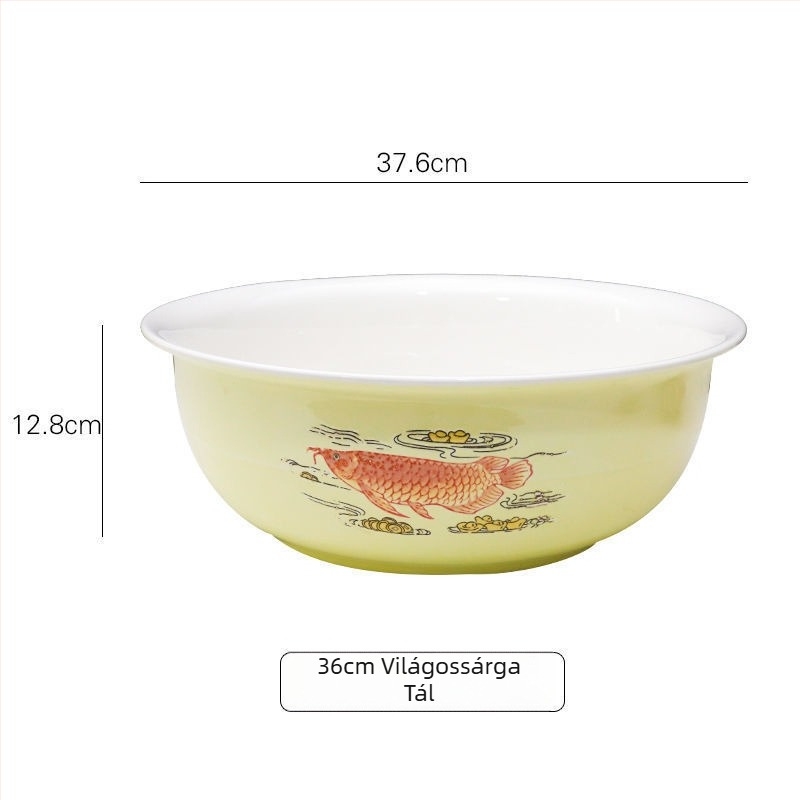 Nagy vintage kerámia tészta dagasztó tál fedővel, tapadásmentes belső felület