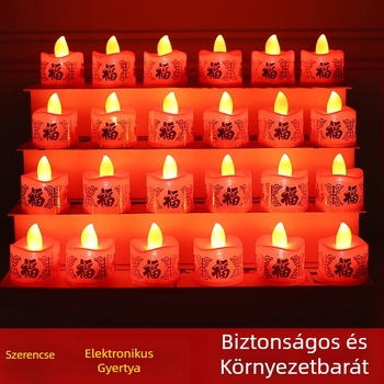 Újévi piros LED elektronikus gyertya, romantikus dekorációs fény a Lámpásfesztiválhoz az első holdhónap 15. napján