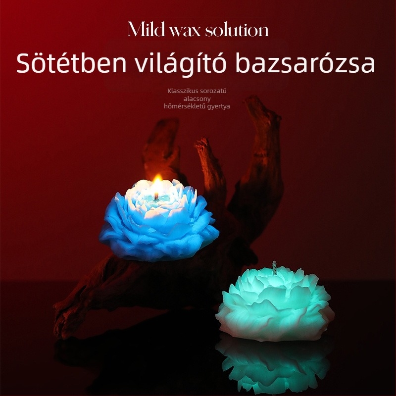 Alacsony hőmérsékletű aromaterápiás gyertya fluoreszkáló szójaviaszból, virág formájú illatos gyertya, esküvői és születésnapi ajándék, dekoratív darab