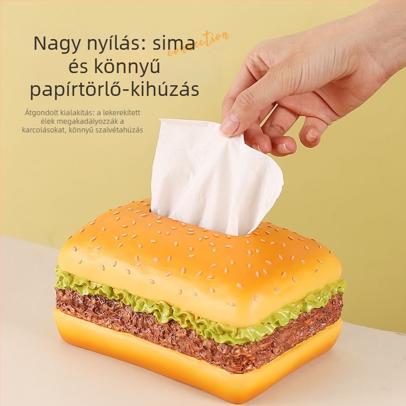 Hamburger zsepiadoboz – karikatúras stílusú kreatív dizájn, amerikai retro nappali dekoráció