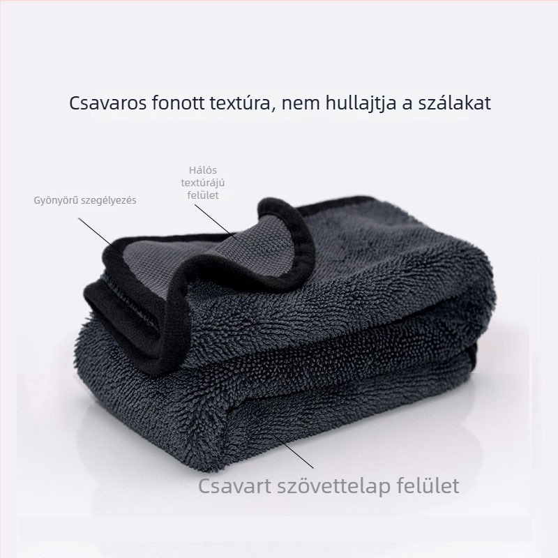 Mikroszálas autómosó kendő, vastagított, szöszmentes, kiváló nedvszívó tisztító kendő